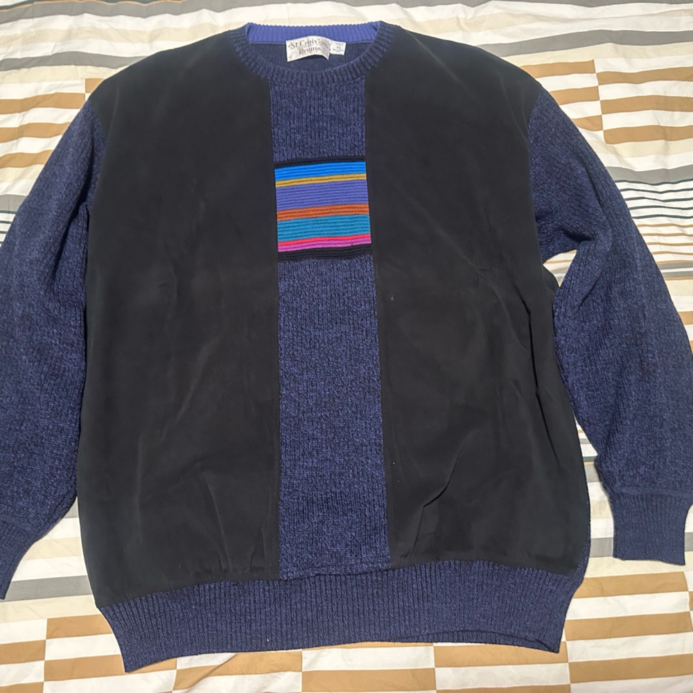 Vintage St. Croix Knits Crewneck Navy with Multi Color Stripes - Excellent Shape